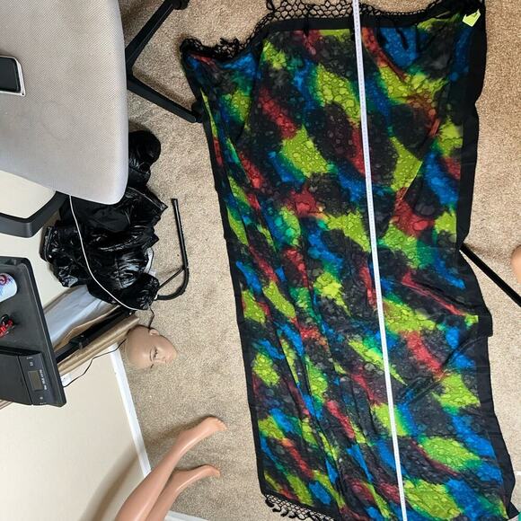 Large scarf satin colorful tasseled edges swim coverup summer lightweight - Picture 6 of 6